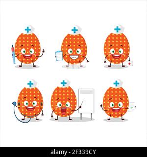 Doctor profession emoticon with deep orange easter egg cartoon character. Vector illustration Stock Vector