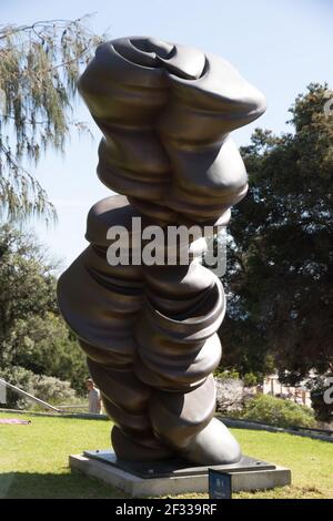 Metal Abstract Sculpture in Beach Setting Stock Photo