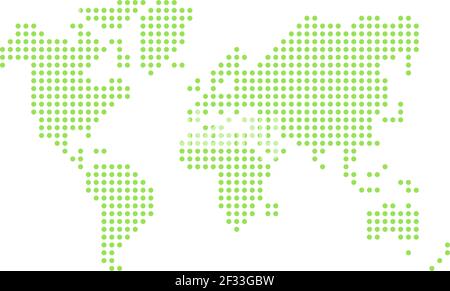 Simplified world map drawn with round dots. Vector illustration. Stock Vector