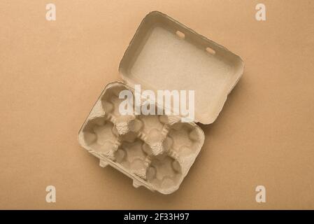 Empty brown paper pulp egg tray Stock Photo