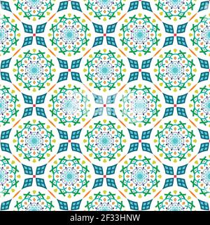 Vector seamless pattern. islamic and arabic pattern tile. Modern stylish texture with mandala design. Repeating geometric grid. Simple graphic design. Stock Vector