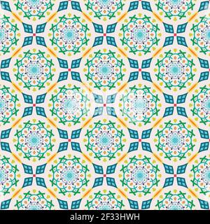 Vector seamless pattern. islamic and arabic pattern tile. Modern stylish texture with mandala design. Repeating geometric grid. Simple graphic design. Stock Vector