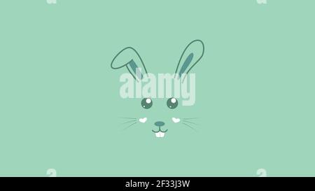 Cute easter bunny vector illustration, hand drawn face of bunny. Greeting card with Happy Easter writing. Ears and tiny muzzle with whiskers Wallpaper Stock Vector
