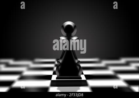 One Pawn Lonely On chessboard. Confidence and Individuality business concept