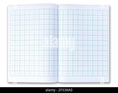Open notebook paper with lined on white background Stock Photo