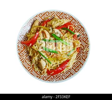 Chicken chow mein from Nepal, Nepali style chowmein Stock Photo