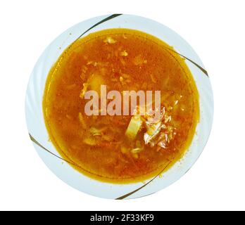 Hungarian Sweet-and-Sour Cabbage Soup close  up Stock Photo