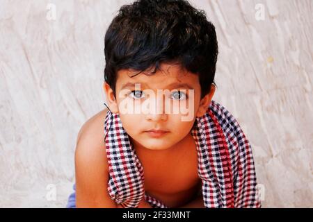three year age indian baby boy in close up Stock Photo