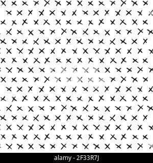 A seamless pattern made with a grid of hand-drawn crosses. Stock Vector