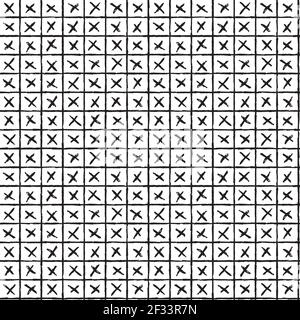 A seamless pattern made with a grid of hand-drawn crosses. Stock Vector