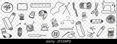 Hand Drawn Knitting Doodle Set Stock Vector Image Art Alamy