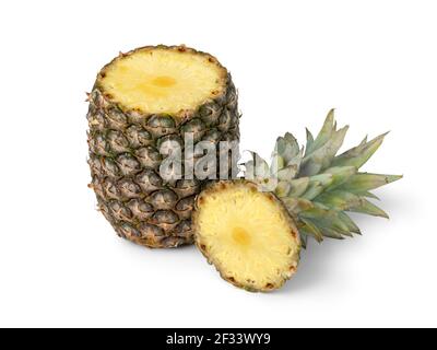 Fresh raw sweet tropical pineapple skin close up isolated on white background Stock Photo