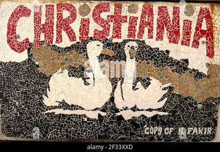geography / travel, Denmark, Copenhagen, mosaic, free town Christiania, Fristad Christiania, alternati, Additional-Rights-Clearance-Info-Not-Available Stock Photo