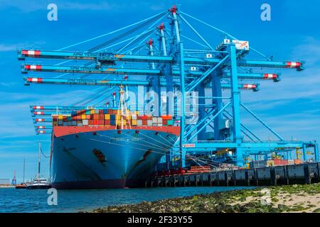 Rotterdam Netherlands. Very large container ship and vessel