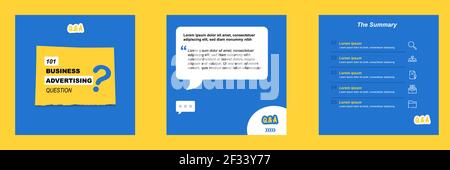 Social media tutorial, tip, trick, quick tips, layout template with geometric background design in blue, white, yellow color. Vector illustration Stock Vector