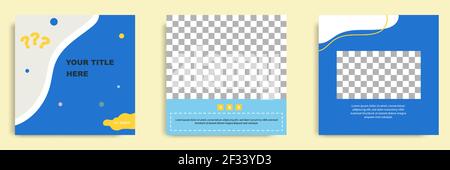 Social media tutorial, tip, trick, quick tips, layout template with geometric background design in blue, white, yellow color. Vector illustration Stock Vector