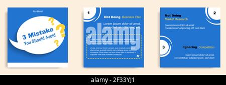 Social media tutorial, tip, trick, quick tips, layout template with geometric background design in blue, white, yellow color. Vector illustration Stock Vector