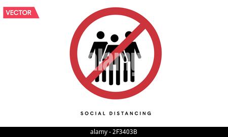 Social Distancing Icon. Social distance black and white vector isolated illustration Stock Vector