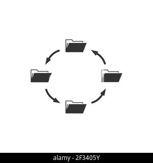 Vector folder icon. Transfer files between computers and users. Stock Vector