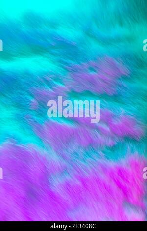 Fur background in vibrant blue and magenta colors. Ideal fur texture with perfect modern and bright hue contrast of ultraviolet and turquoise for uniq Stock Photo