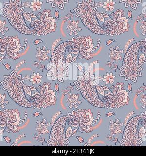 Seamless pattern with paisley ornament. Ornate floral decor. Vector illustration Stock Vector