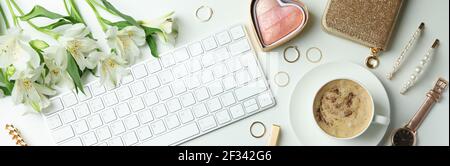 Female concept with different accessories on white background Stock Photo