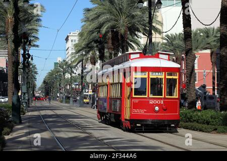 geography / travel, USA, Louisiana, New Orleans, Streetcars (tram), Canal Street, New Orleans, Additional-Rights-Clearance-Info-Not-Available Stock Photo