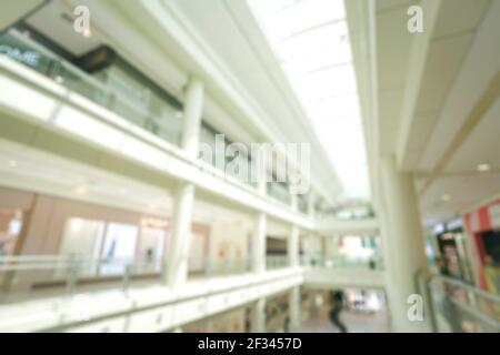 Abstract blur with bokeh and defocused shopping mall or department store for background. Stock Photo