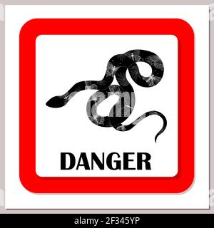 Danger. Snake. Warning sign. Beware of the snake. Vector illustration. Stock Vector