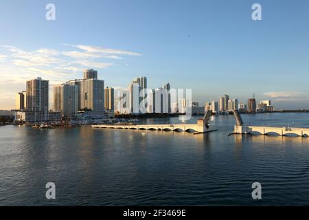 geography / travel, USA, Florida, Miami, lifting bridge at Venetian Causeway, Additional-Rights-Clearance-Info-Not-Available Stock Photo