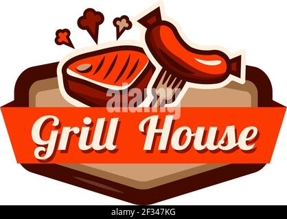 Barbecue grill logo. Vector illustration on white background Stock Vector