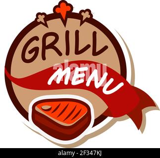 Barbecue grill logo. Vector illustration on white background Stock Vector