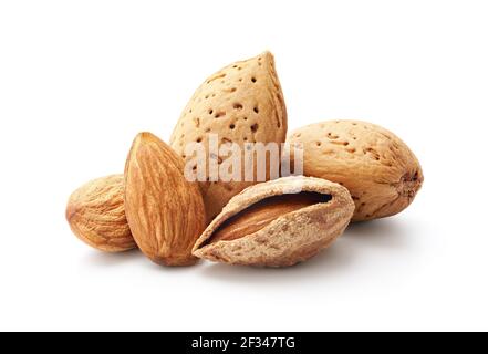Close-up of almonds isolated on white background Stock Photo