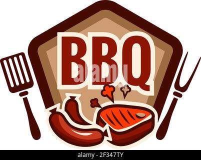 Barbecue grill logo. Vector illustration on white background Stock Vector