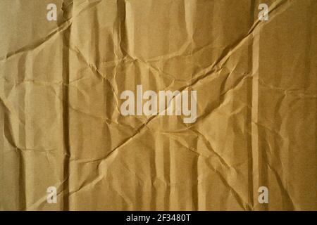 wrinkled brown cardboard paper texture background Stock Photo