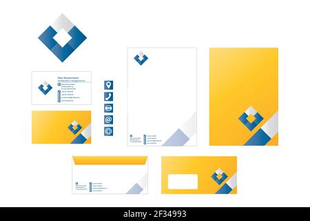 Corporate design stationary logo icons modern vector tiles technology business  Stock Vector