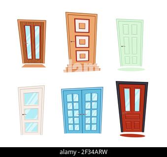 Blue double entrance doors icon, cartoon style Stock Vector Image & Art ...