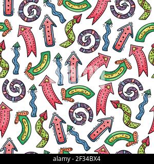 Hand drawn vector seamless pattern with creative arrows. Decorative background. Stock Vector