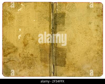 Vintage tattered book or notebook cover with dirty grungy paper sheets Stock Photo