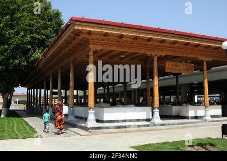 Siyob Public Market. Traditional products are sold in the historical market. Vendors are usually made up of women. Samarkand, Uzbekistan. Stock Photo