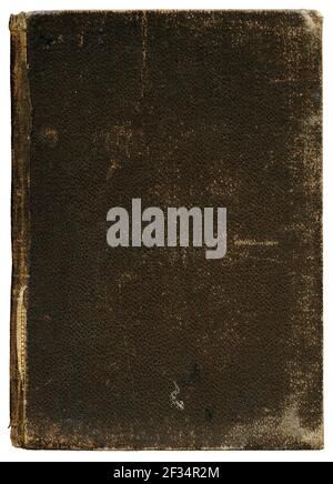 Antique book cover - abraded brown canvas - circa 1890 - isolated on white, nice grainy surface Stock Photo