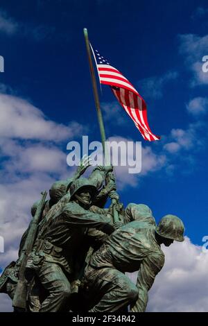 Raising the Flag of Victory on Iwo Jima. Original caption: They raised