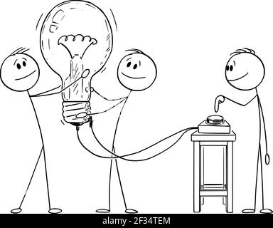 Innovative business idea teamwork vector illustration. Cartoon ...