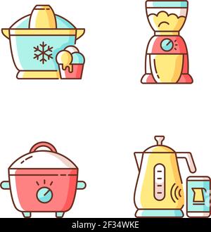 Electric appliances RGB color icons set Stock Vector