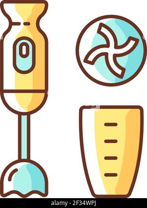 Immersion blender RGB color icon Stock Vector