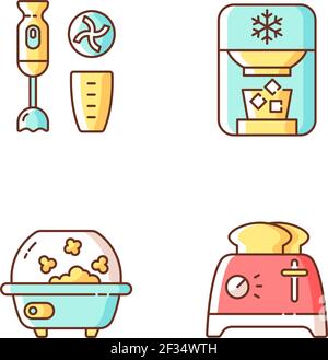 Home electric appliances RGB color icons set Stock Vector