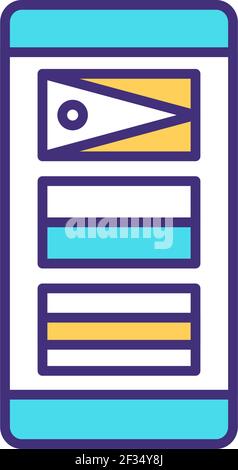 Changing language on phone RGB color icon Stock Vector