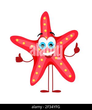 Funny Starfish with eyes - Summer Things Collection. Cartoon funny characters, flat vector illustration Stock Vector