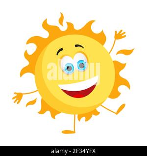 Funny Sun with eyes - Summer Things Collection. Cartoon funny characters, flat vector illustration Stock Vector