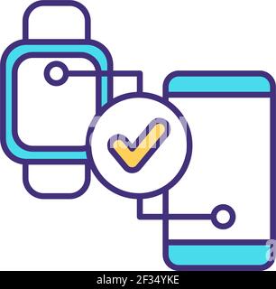 Pairing devices RGB color icon Stock Vector